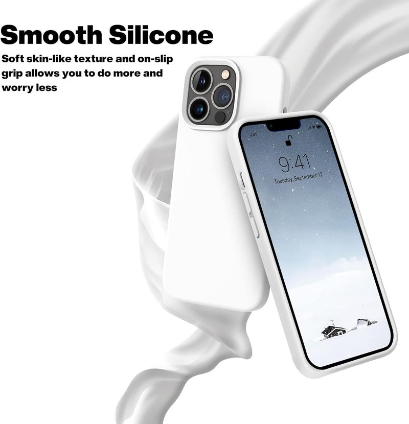 اوتوفلاي حافظة هاتف سيليكون مقاوم للصدمات رفيعة ونحيفة لـ iPhone 13 Pro Max 6.7 بوصة (أبيض) - Image 2