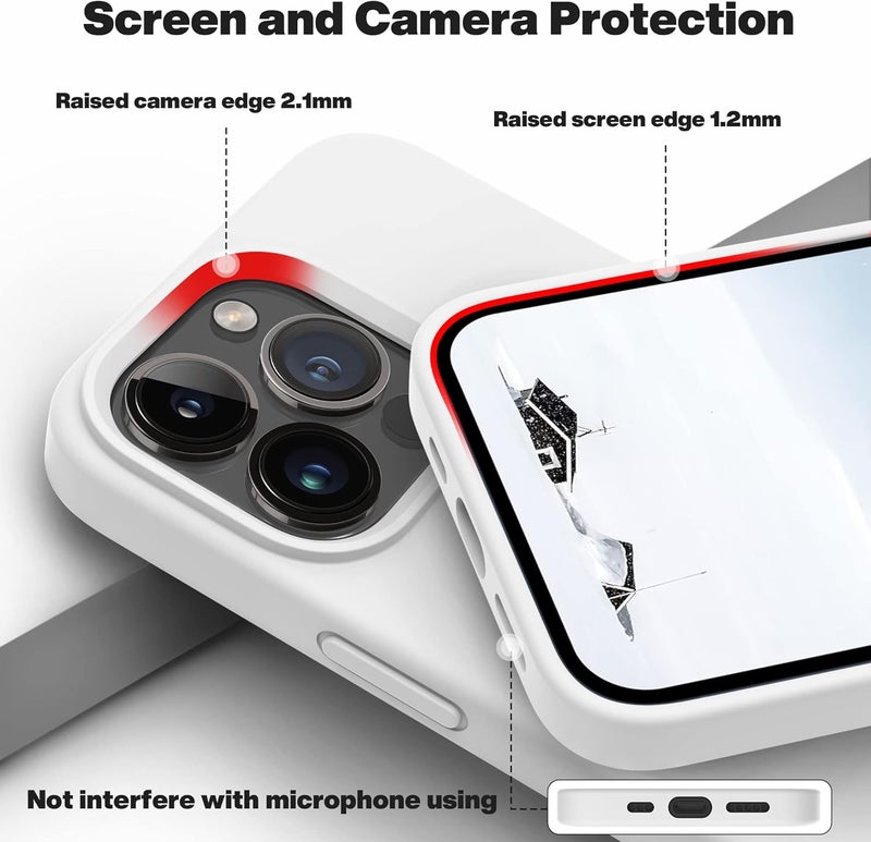 اوتوفلاي حافظة هاتف سيليكون مقاوم للصدمات رفيعة ونحيفة لـ iPhone 13 Pro Max 6.7 بوصة (أبيض) - Image 4