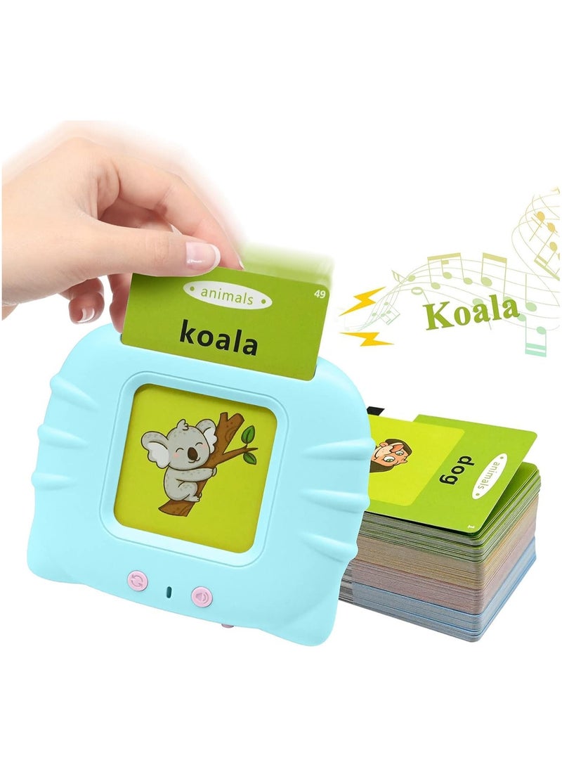 Flash Cards for Toddlers 2-4 Years, 112 Audible Talking Flash Cards 224 Words Educational Toys for 2 3 4 5 6 Year Old Boys Girls, Sight Words Flash Cards Kindergarten (Blue) - Image 1