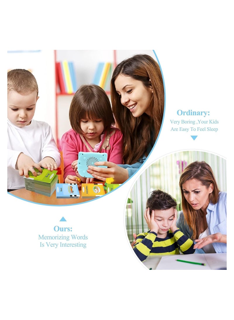 Flash Cards for Toddlers 2-4 Years, 112 Audible Talking Flash Cards 224 Words Educational Toys for 2 3 4 5 6 Year Old Boys Girls, Sight Words Flash Cards Kindergarten (Blue) - Image 4