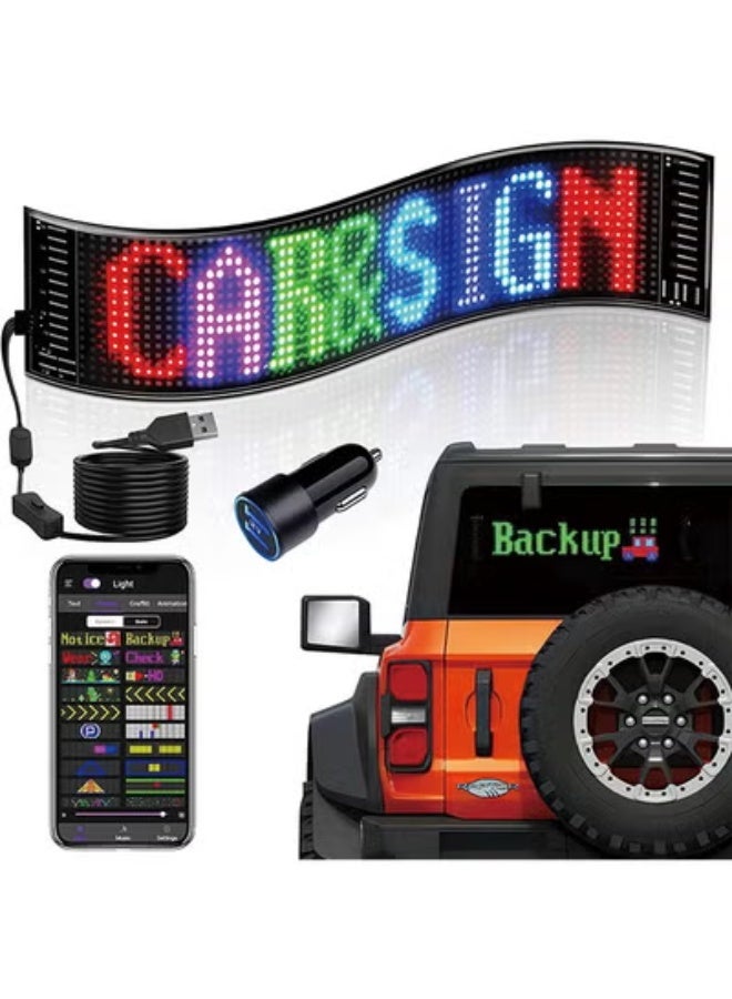Scrolling Bright Advertising LED Signs, Flexible USB 5V LED Car Sign Bluetooth App Control Custom Text Pattern Animation Programmable LED Display for Store Car  Hotel (15''x4'') - Image 1