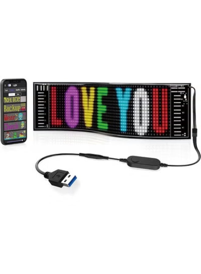 Scrolling Bright Advertising LED Signs, Flexible USB 5V LED Car Sign Bluetooth App Control Custom Text Pattern Animation Programmable LED Display for Store Car  Hotel (15''x4'') - Image 2
