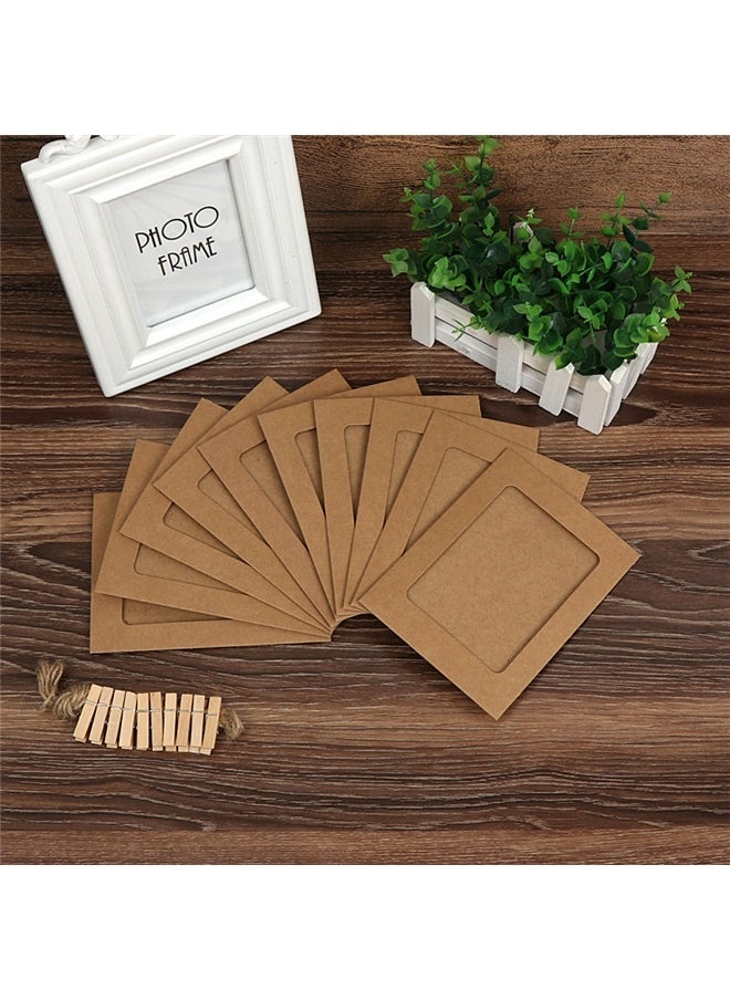 20-Piece Photo Holder Clip Frame Set 11.5 x 15.5cm， DISTINCTIVE STYLE Pictures Wall Decor Hanging Mini Picture Frame (Brown)