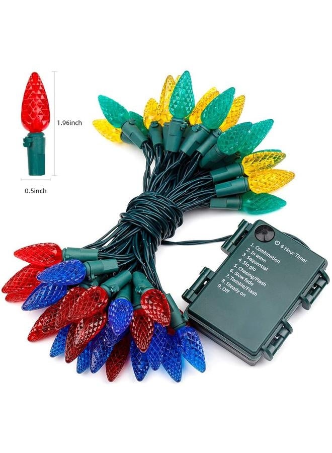 NIBEMINENT 16.4ft 50LED Strawberry String Lights Battery Operated Waterproof C6 Fairy Lights with 8 Light Modes for Indoor Outdoor Party Decor  - Image 5