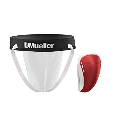 Mueller داعم رياضي للرجال من MUELLER مع كوب Flex Shield، جراسب للبالغين للرياضة، ملابس داخلية بيضاء/كوب رمادي، صغير - Image 4