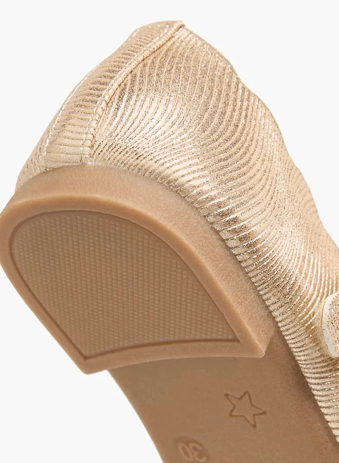 JUNIORS Girls Textured Ballerinas With Butterfly Accent Hook And Loop Closure