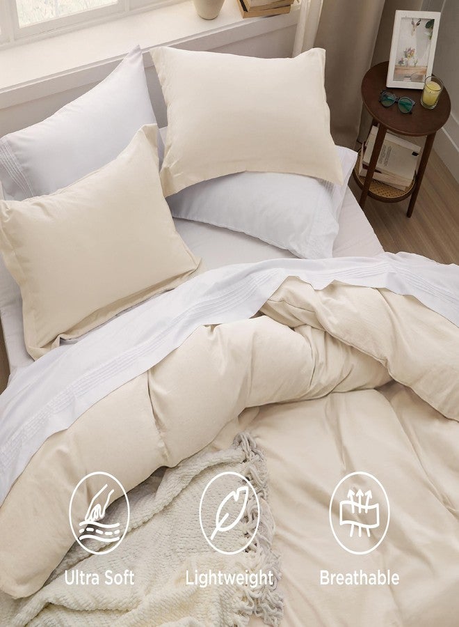 Bedsure Oat Milk Duvet Cover King Size - 3 Pieces Prewashed Cotton-Like Polyester Extra Soft Bedding Set, Includes 1 Duvet Cover 104x90 Inches with Zipper Closure & 2 Pillow Shams, No Comforter - Image 4
