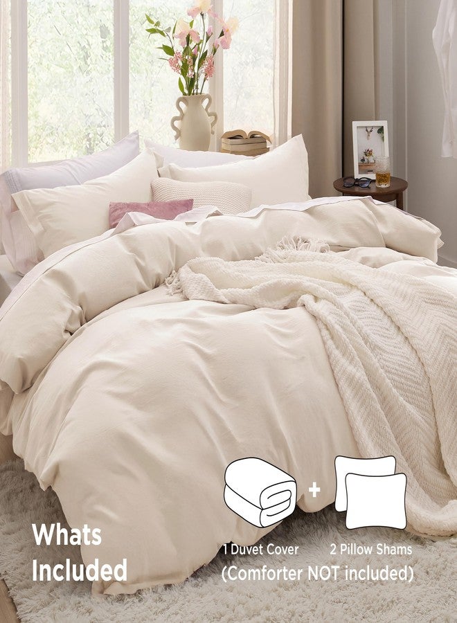 Bedsure Oat Milk Duvet Cover King Size - 3 Pieces Prewashed Cotton-Like Polyester Extra Soft Bedding Set, Includes 1 Duvet Cover 104x90 Inches with Zipper Closure & 2 Pillow Shams, No Comforter - Image 2