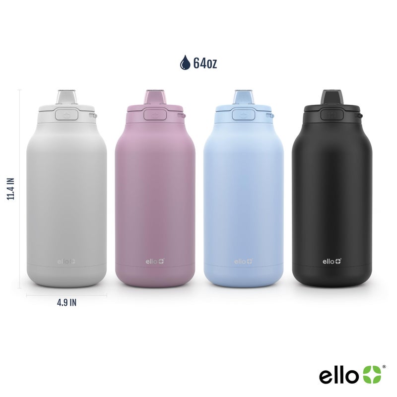 Ello Hydra 64oz Stainless Steel Water Jug with Locking Leak Proof Lid | Reusable Half Gallon Vacuum Insulated Metal Bottle with Silicone Straw, Keeps Drinks Cold All Day, Gift Ready, Halogen Blue - Image 4