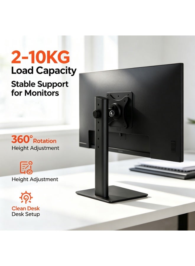 Office Monitor Stand, A Standalone Monitor Stand That Can Accommodate Screens From 13 To 32 Inches, Weighing Up To 17.6 Pounds, With A Rotating Function, Height And Swivel Adjustment. - Image 3