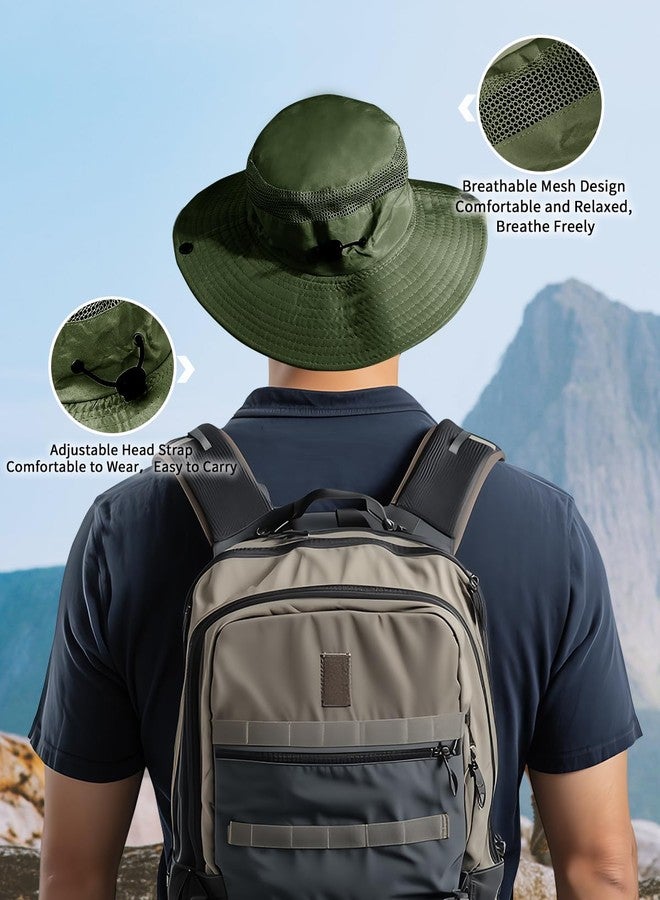 إليكتومانيا قبعات رأس إليكتومانيا للرجال والنساء، قبعة شبكية قابلة للتهوية للحماية من الشمس، قبعة دائرية مطرزة يدويًا، قبعة للعمل في الهواء الطلق والتخييم وصيد الأسماك (مقاس ألفا، مقاس حر، أخضر) - Image 3