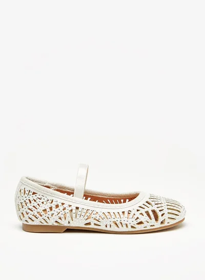 JUNIORS Girls Embellished Ballerina Shoes with Elasticated Strap and Cutout Detail