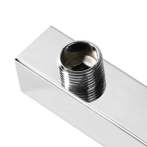 Orvos Shower arm, straight square, Premium 304 Stainless Steel grade, with salt tested chrome plating, 12 inches, for front fit showers in high end luxury bathrooms - Image 4