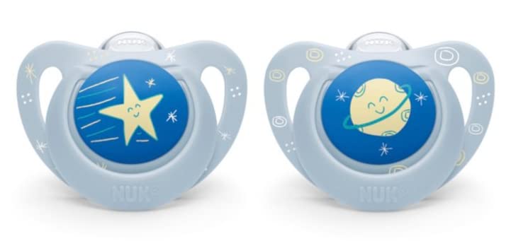 NUK  Orthodontic Pacifiers  06 Months  Best Pacifier for Breastfed Babies  BPA Free  Shaped to Soothe Just Like Mom  2Pack Blue Outerspace Blue06 Month - Image 1