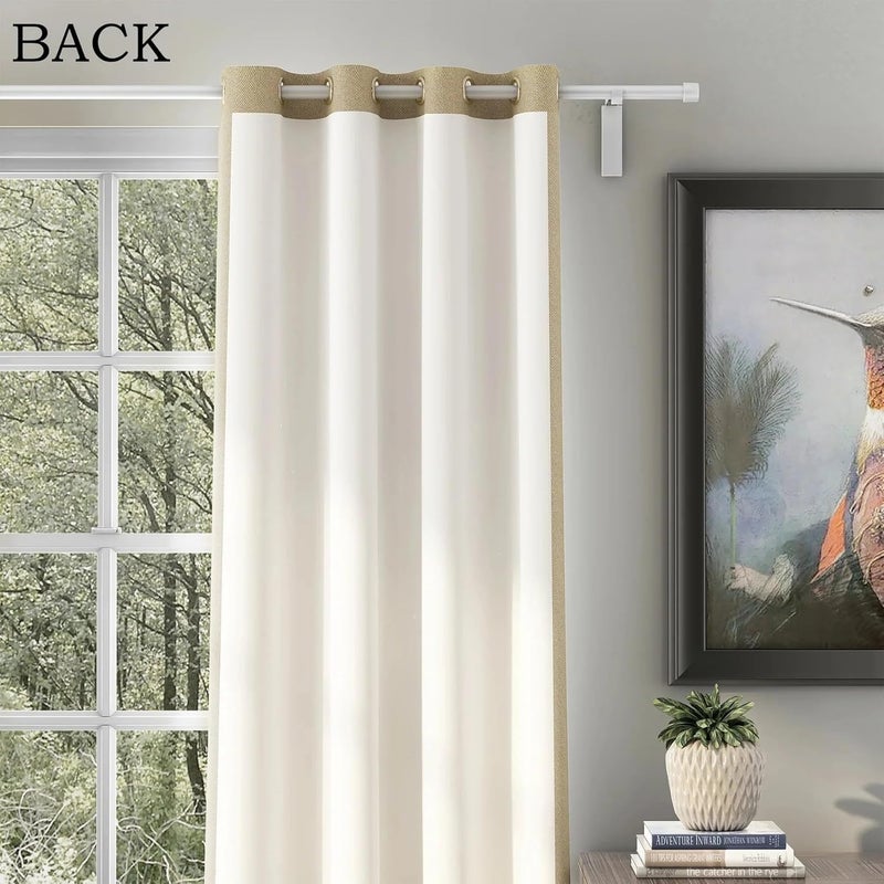 Casableu Herringbone Polyester Eyelets (Steel) Blackout Curtains with Tie Back, Bedroom Living Room (Pack of 2) (Chiku, 7 feet) - Image 3