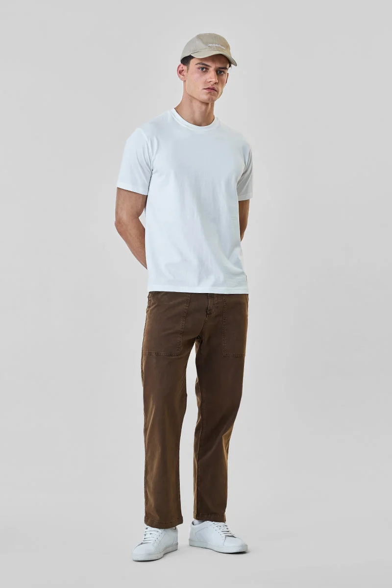 سنيتش Brown Textured Slim Fit Casual Trousers