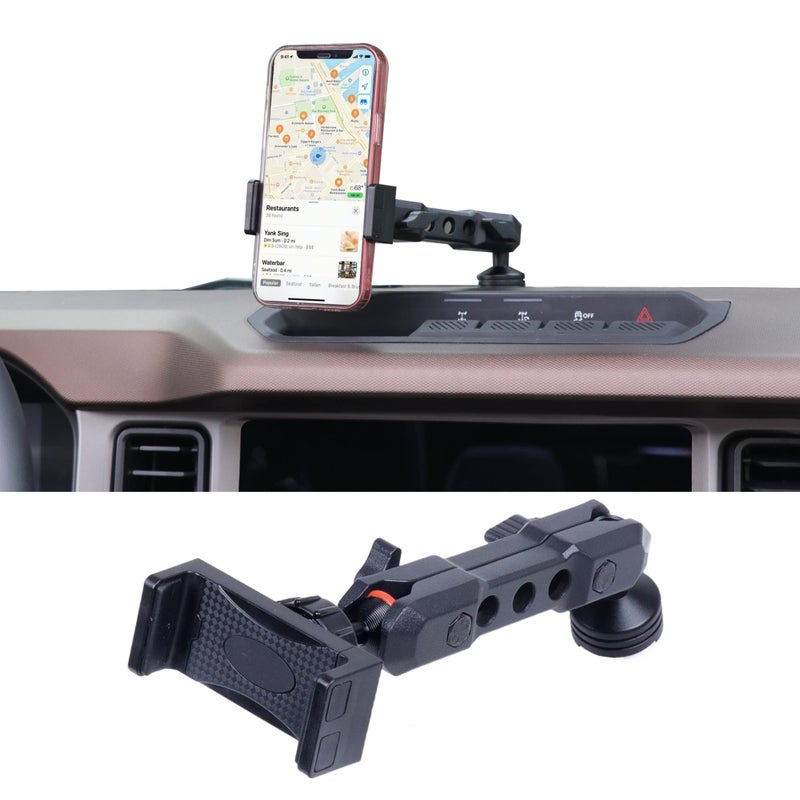 RERPRO Dash Phone Mount Holder for 2021 2022 2023 2024 2025 2026 New Ford Bronco 24 Door Interior Accessories Dashboard Cell Phone Stand 360 Adjustable Aluminum Smartphone Bracket Black - Image 2