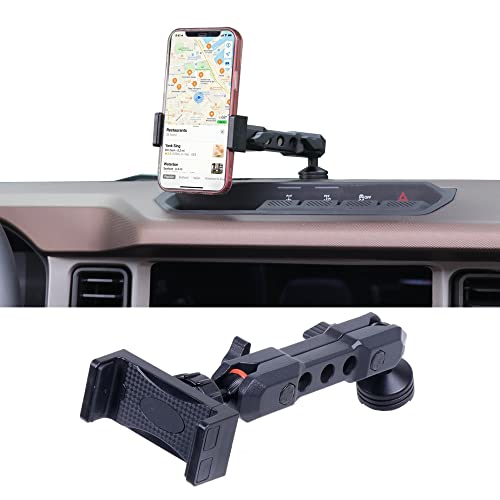 RERPRO Dash Phone Mount Holder for 2021 2022 2023 2024 2025 2026 New Ford Bronco 24 Door Interior Accessories Dashboard Cell Phone Stand 360 Adjustable Aluminum Smartphone Bracket Black - Image 1
