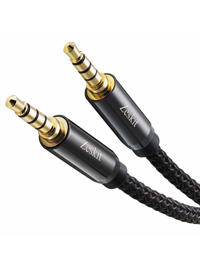 Zeskit 4ft Premium Aux Audio Cable, Nylon Braided, 3.5mm TRRS 4 Poles Plug (Male to Male) - Image 1