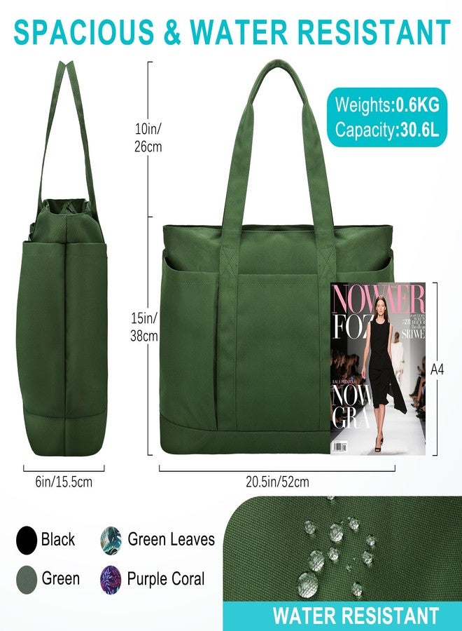 فاشي حقيبة شاطئ كبيرة جدًا من فاشي، حقيبة سفر عملية كبيرة الحجم مزودة بسحاب، مقاومة للماء والرمل، حقيبة حمام سباحة مع حقيبة مبللة لملابس السباحة، لون أخضر - Image 2