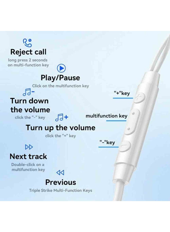 Yesido YH45 USB Type-C Wired Earphones With Heavy Bass Hi-Fi Sound Digital Decode Chip In-Line Mic & Volume Control White - Image 2