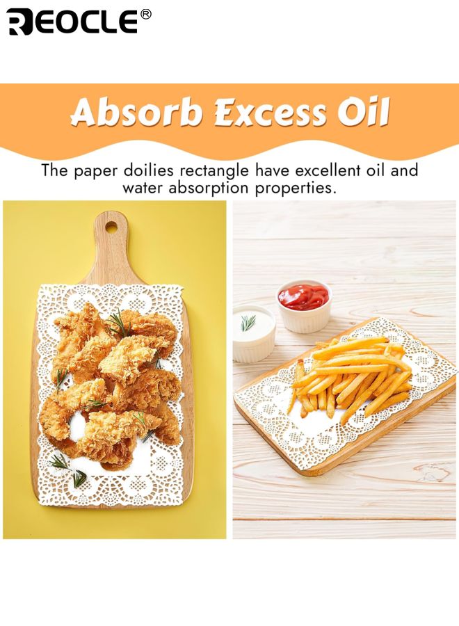 ريوكل 140 قطعة من المفارش الورقية المستطيلة الدانتيل القابل للتصرف المفارش الورقية لطاولات الطعام والحرف اليدوية المفارش الورقية السائبة للكعك والحلويات وديكور الحفلات (6.5 بوصة * 9 بوصة) - Image 2
