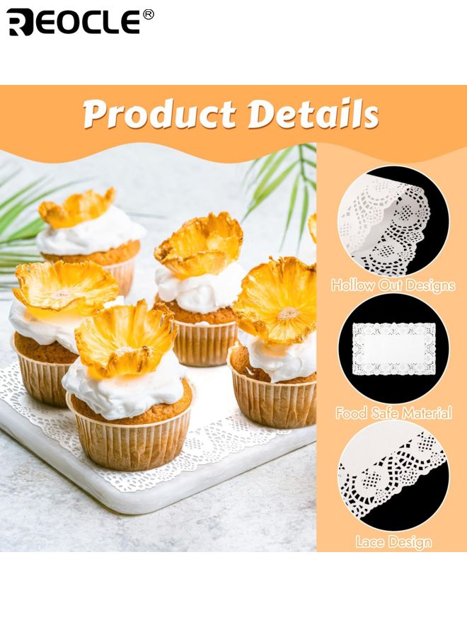 ريوكل 140 قطعة من المفارش الورقية المستطيلة الدانتيل القابل للتصرف المفارش الورقية لطاولات الطعام والحرف اليدوية المفارش الورقية السائبة للكعك والحلويات وديكور الحفلات (6.5 بوصة * 9 بوصة) - Image 3