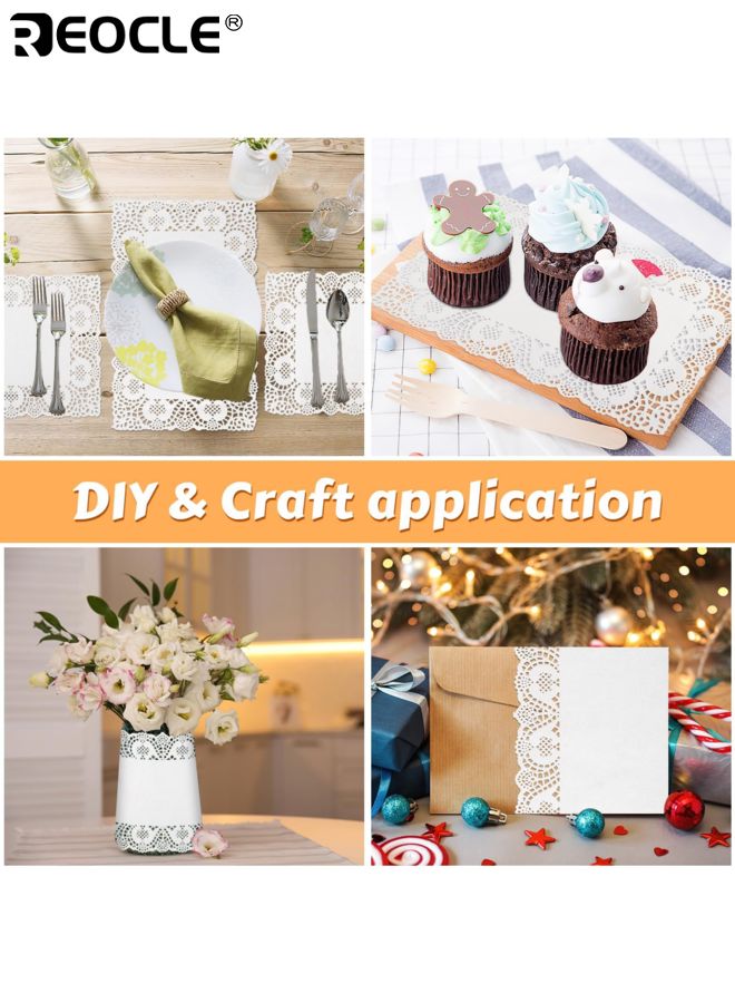 ريوكل 140 قطعة من المفارش الورقية المستطيلة الدانتيل القابل للتصرف المفارش الورقية لطاولات الطعام والحرف اليدوية المفارش الورقية السائبة للكعك والحلويات وديكور الحفلات (6.5 بوصة * 9 بوصة) - Image 4
