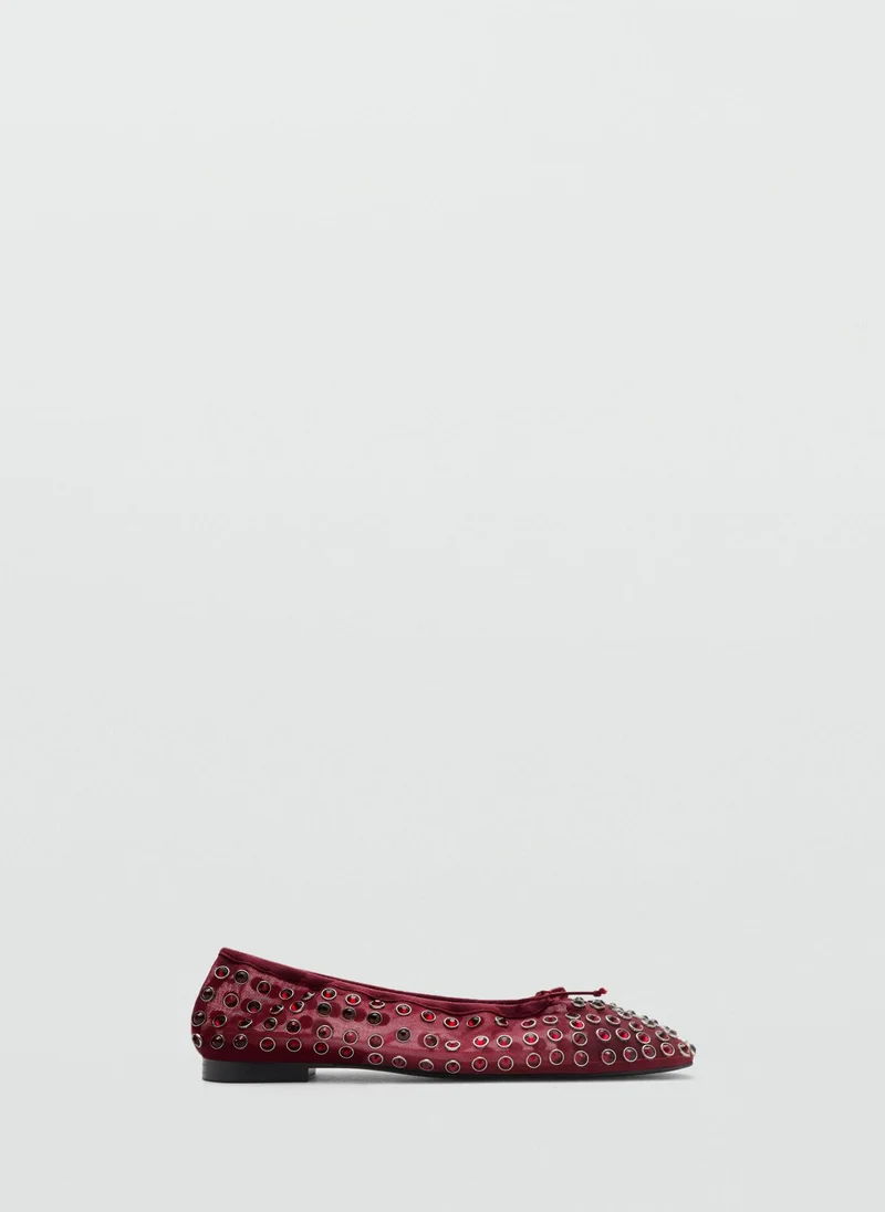 مانجو Studded Mesh Ballerina Shoes