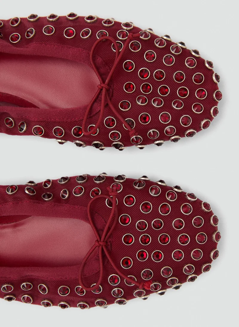 مانجو Studded Mesh Ballerina Shoes