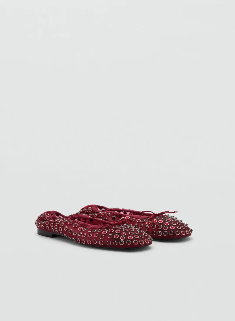 مانجو Studded Mesh Ballerina Shoes