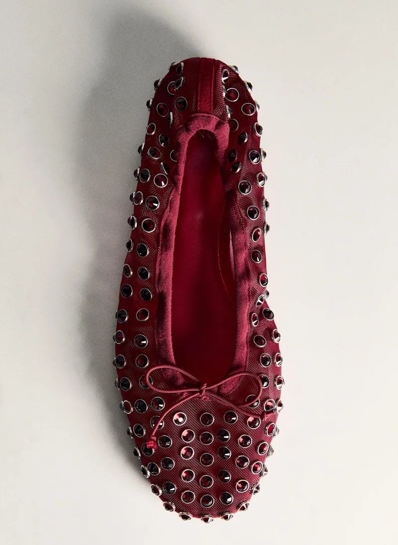 مانجو Studded Mesh Ballerina Shoes