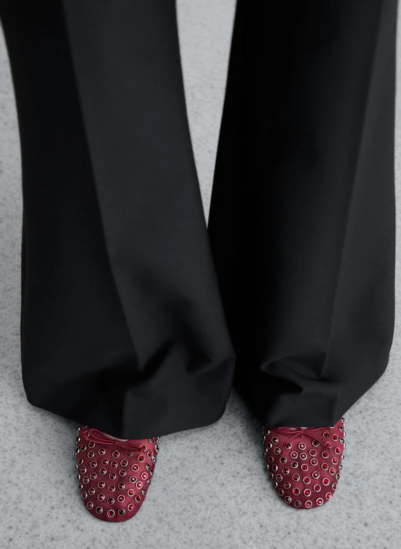 مانجو Studded Mesh Ballerina Shoes