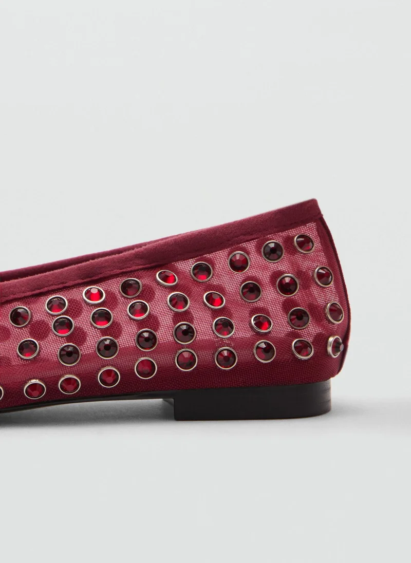 مانجو Studded Mesh Ballerina Shoes