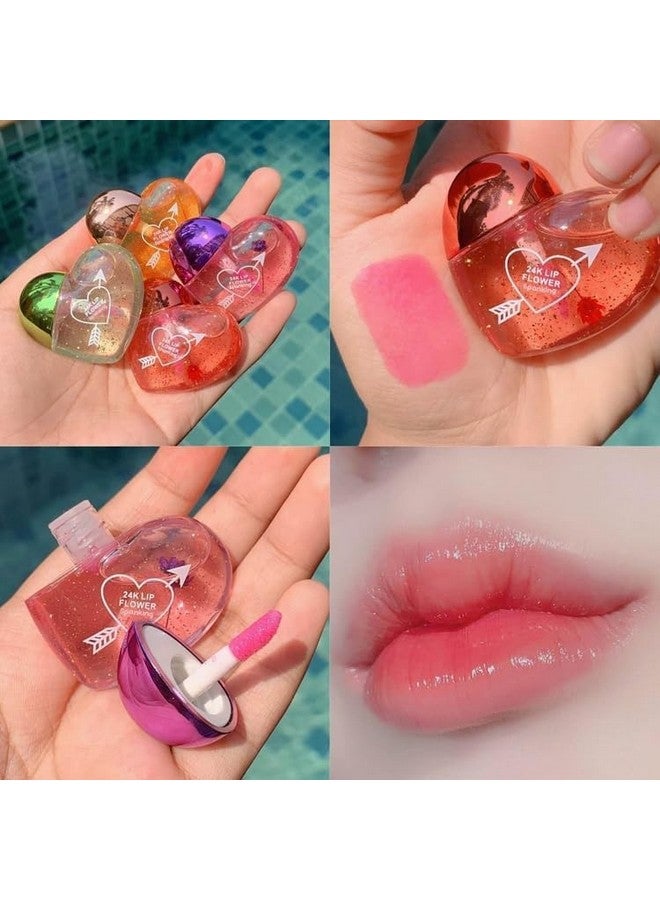 Gold Max Moisturizing And Hydrating Cute Heart Shaped Lip Gloss Tint For Women/Girls | Long Lasting & Easy to Use | Nourishing Natural Lips & Cheek Tint (Pack of 3) - Image 3