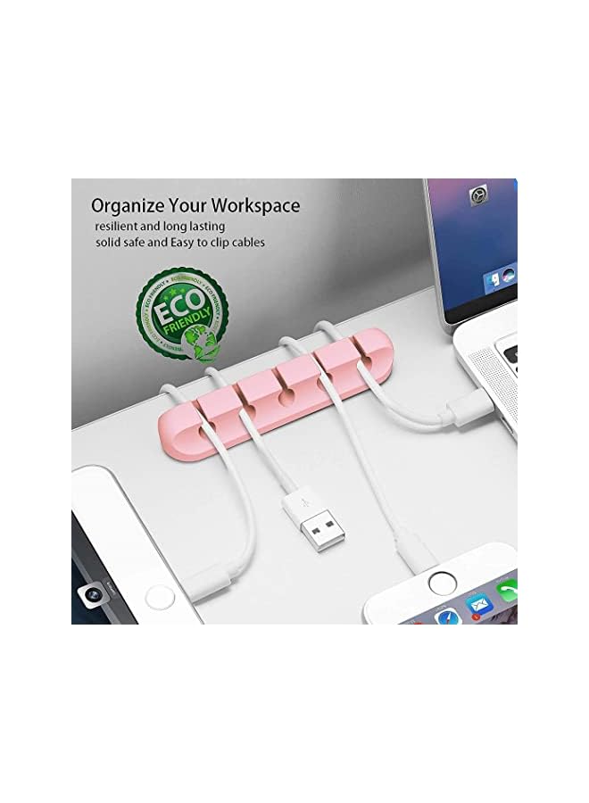 Goodern 5 Pcs Desk Accessories Cable Organizer Clips Cord Holder Self Adhesive Cable Management Cable Clips Organizer for Cord Management Cute Desk Accessories Cleans Up Wires at Home Office (Pink) - Image 2