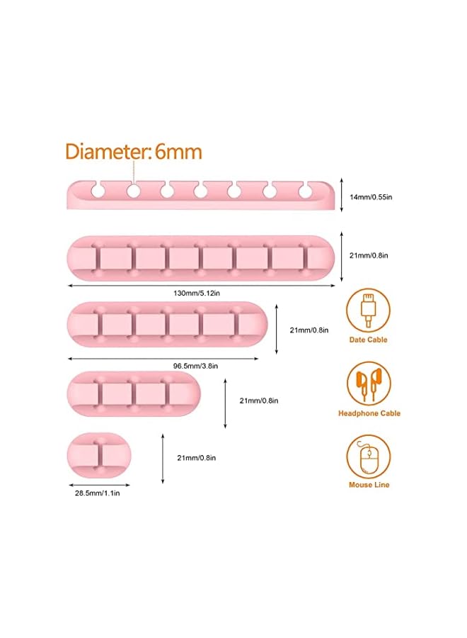 Goodern 5 Pcs Desk Accessories Cable Organizer Clips Cord Holder Self Adhesive Cable Management Cable Clips Organizer for Cord Management Cute Desk Accessories Cleans Up Wires at Home Office (Pink) - Image 3