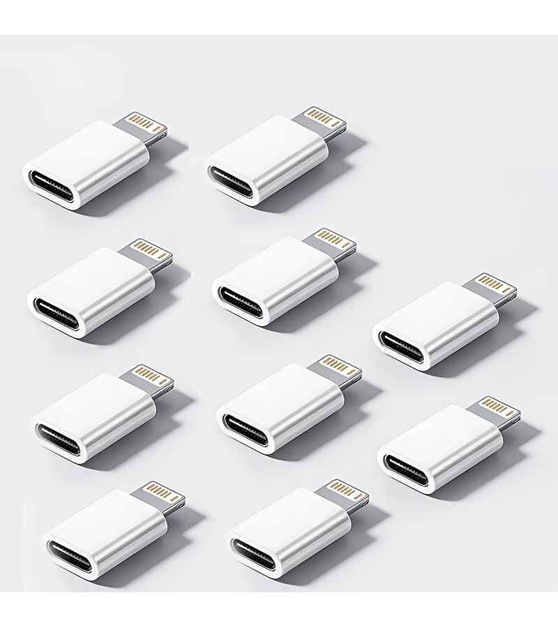 محول USB C إلى Lightning أسود عبوة من 10 قطع لأيفون وآيباد وأيربودز - Image 1