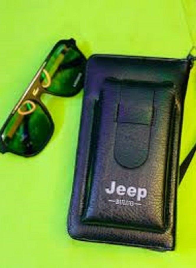 Jeep Buluo Men's multi-purpose leather wallet - for carrying mobile phone, cash and cards, black - Image 4