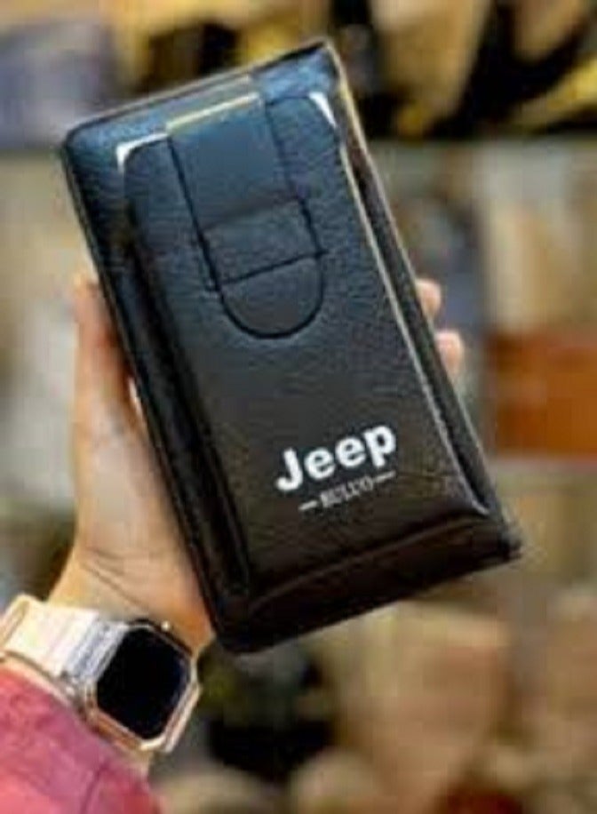 Jeep Buluo Men's multi-purpose leather wallet - for carrying mobile phone, cash and cards, black - Image 2