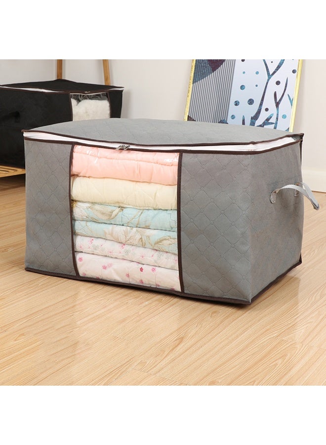 4packs Large Capacity Household Foldable Cloth Blanket Storage Bags With Lids Clear Windows Zipper Closet Quilt Bedding Organizer With Handle - Image 3