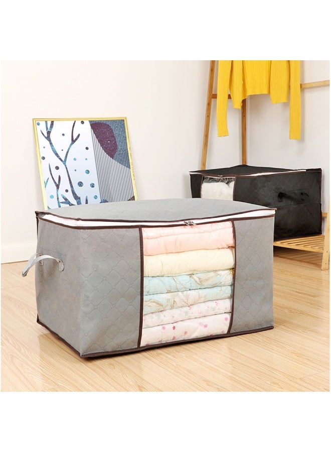 4packs Large Capacity Household Foldable Cloth Blanket Storage Bags With Lids Clear Windows Zipper Closet Quilt Bedding Organizer With Handle - Image 2