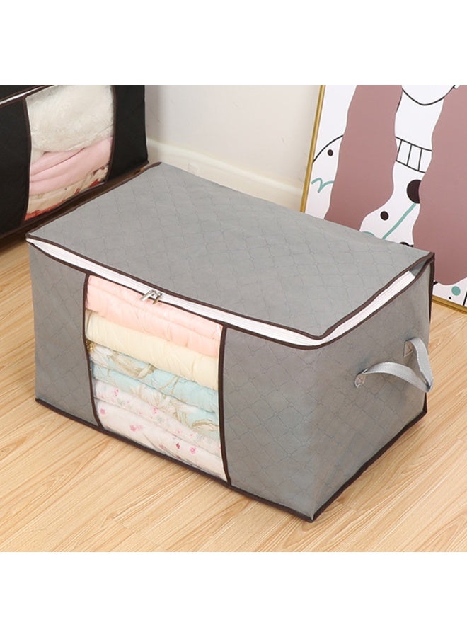 4packs Large Capacity Household Foldable Cloth Blanket Storage Bags With Lids Clear Windows Zipper Closet Quilt Bedding Organizer With Handle - Image 5