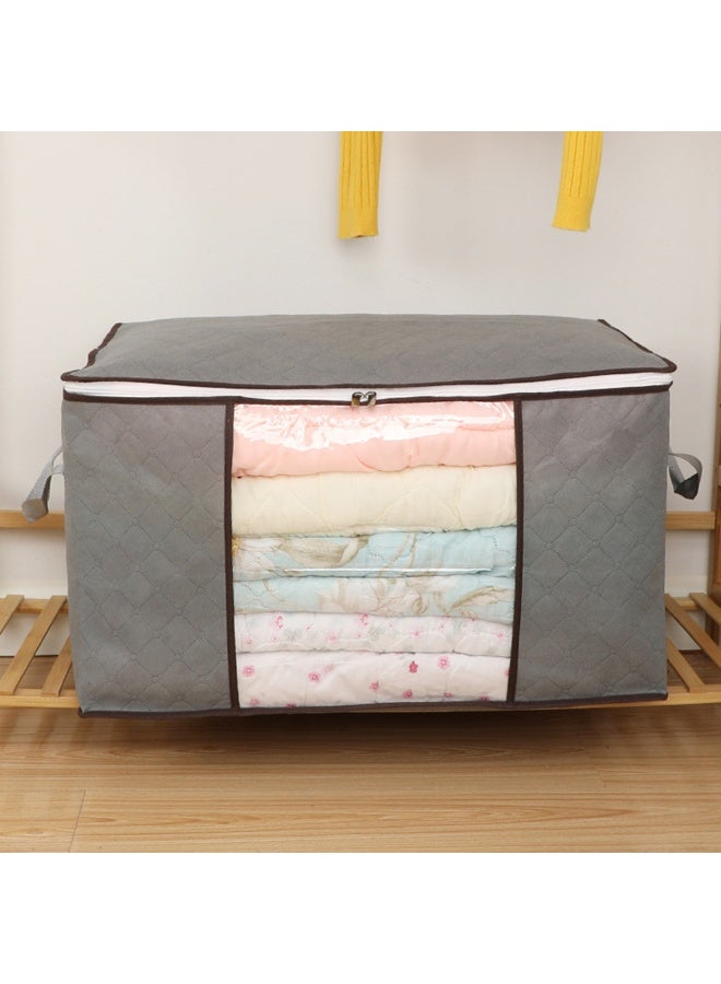 4packs Large Capacity Household Foldable Cloth Blanket Storage Bags With Lids Clear Windows Zipper Closet Quilt Bedding Organizer With Handle - Image 4