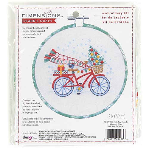 Dimensions Holiday Bicycle Embroidery Kit 6 D Multicolor 5