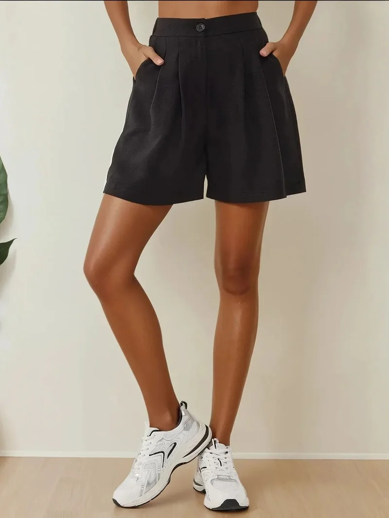 HICCUP High Waist Pleated Lyocell Soft Touch Shorts