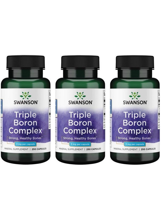 Swanson Triple Boron Complex - Natural Bone Health & Joint Support - Mineral Supplement Featuring Citrate, Aspartate & Glycinate - (250 Capsules) (3 Pack) - Image 1