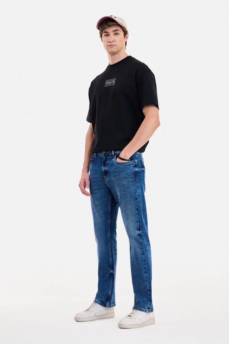 SNITCH Blue Blue Solid Straight Fit Casual Jeans for Men | Best Price UAE
