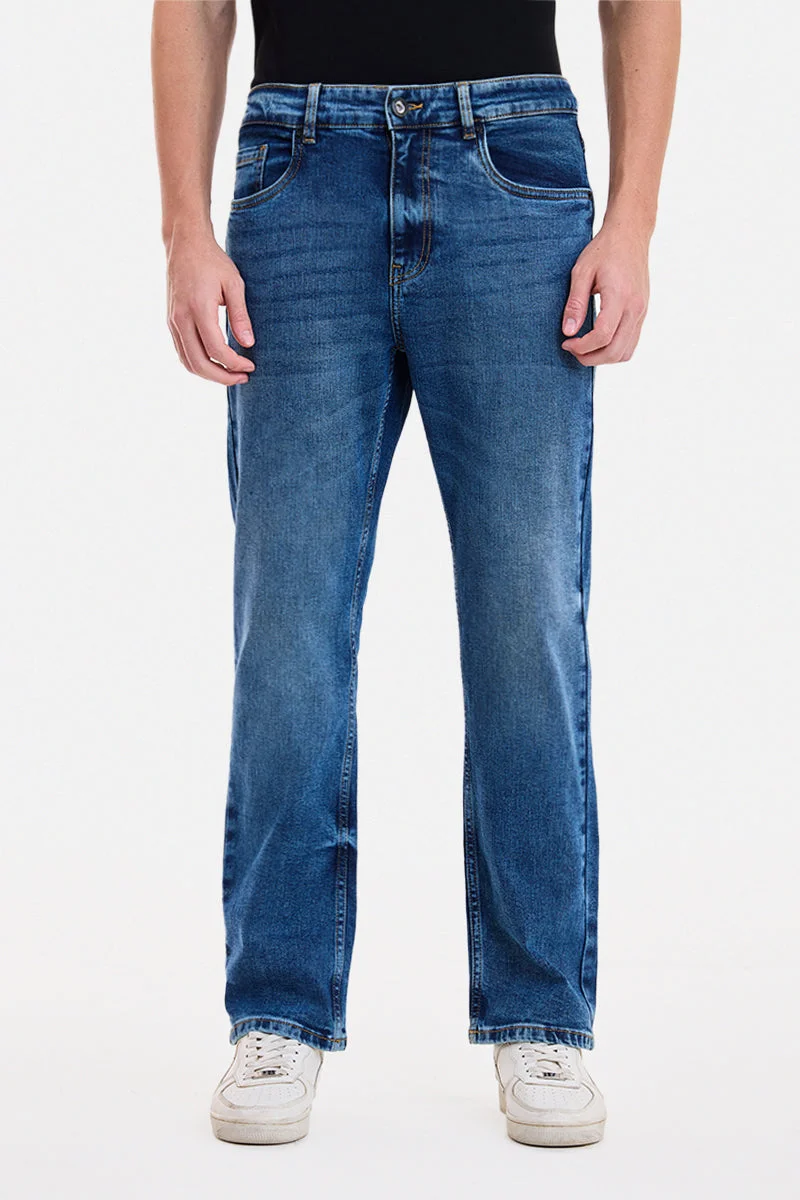 SNITCH Blue Blue Solid Straight Fit Casual Jeans for Men | Best Price UAE