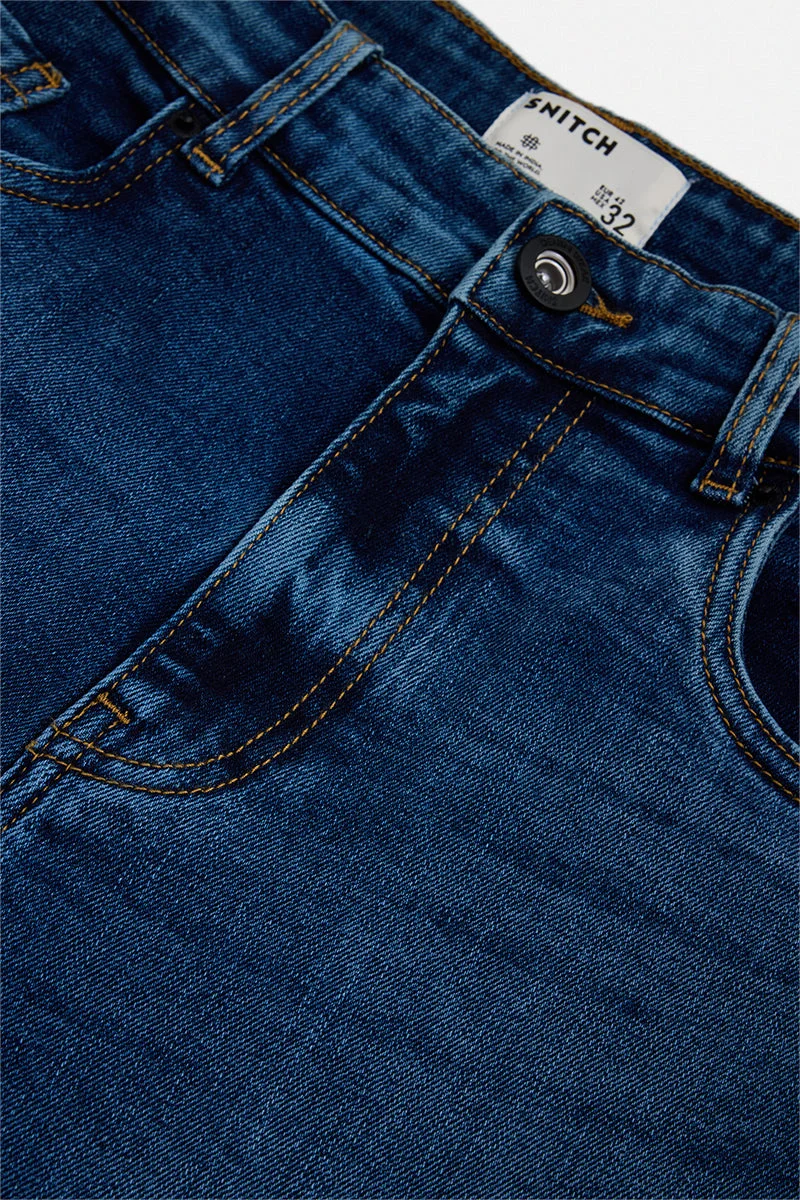 SNITCH Blue Blue Solid Straight Fit Casual Jeans for Men | Best Price UAE
